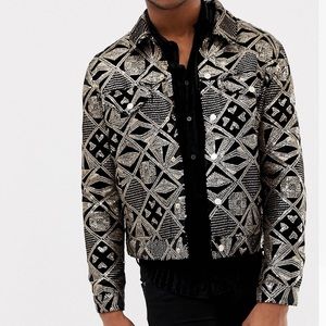 Western Jacket w/t Gold Sequins in Black Velour